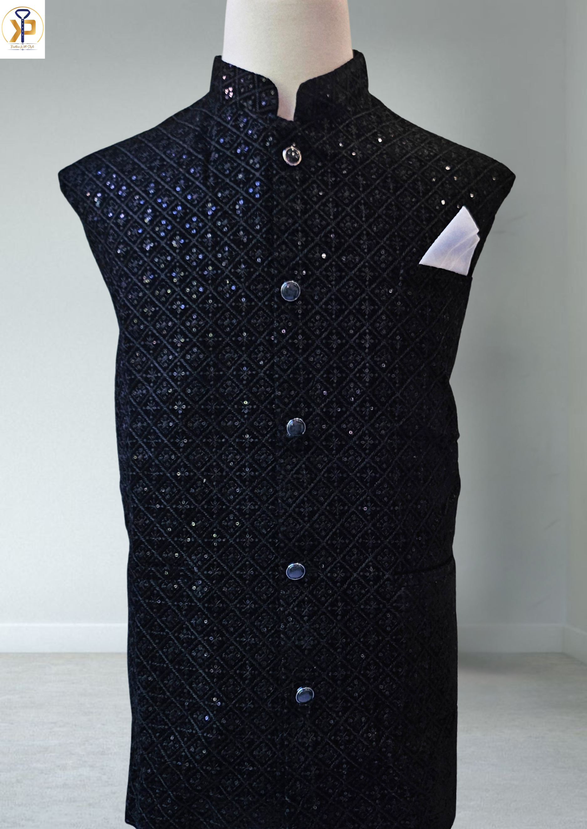 black velvet nehru jacket for men