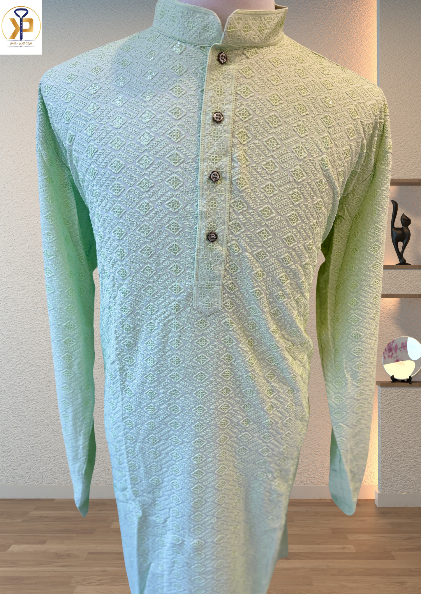 Plus Size Light Pastel Green Kurta Set