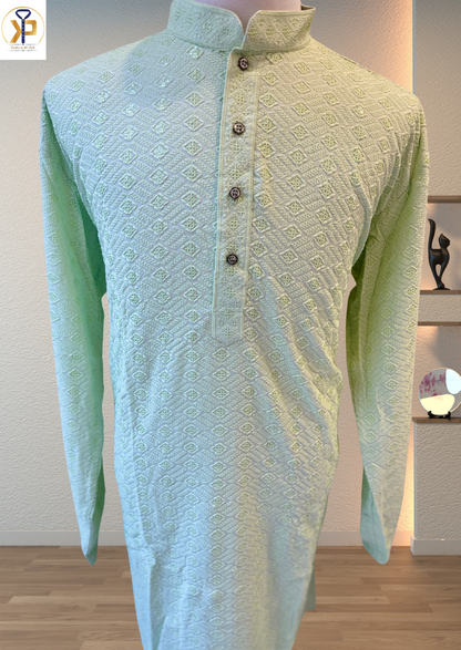 Plus Size Light Pastel Green Kurta Set