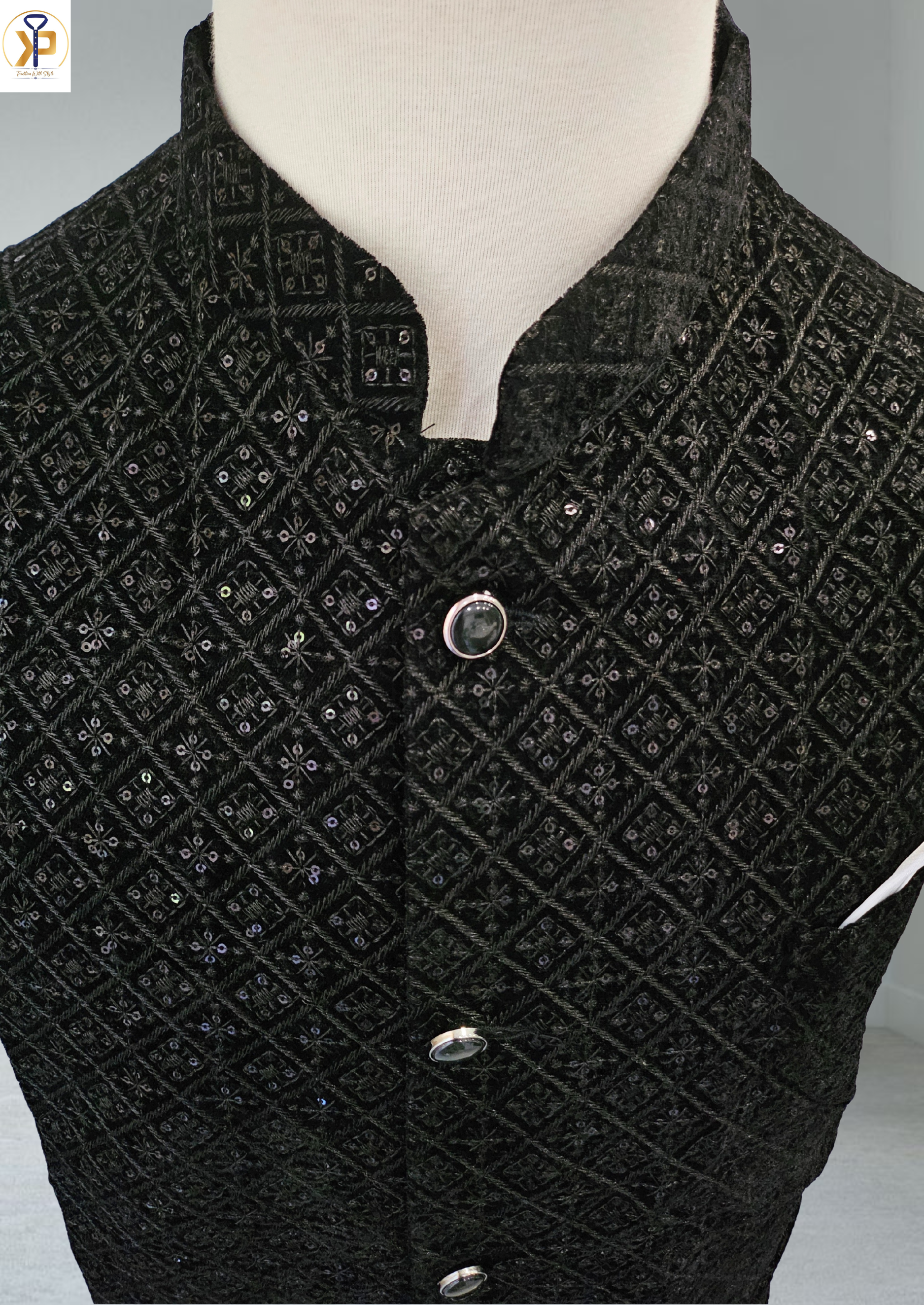 black velvet nehru jacket