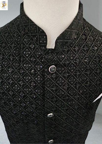 black velvet nehru jacket