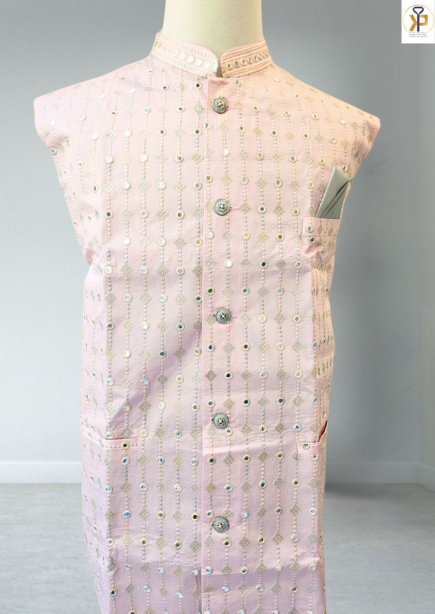 baby pink nehru jacket