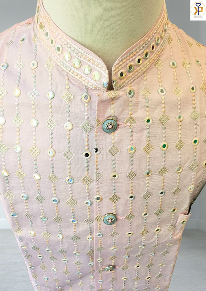 baby pink nehru jacket for men