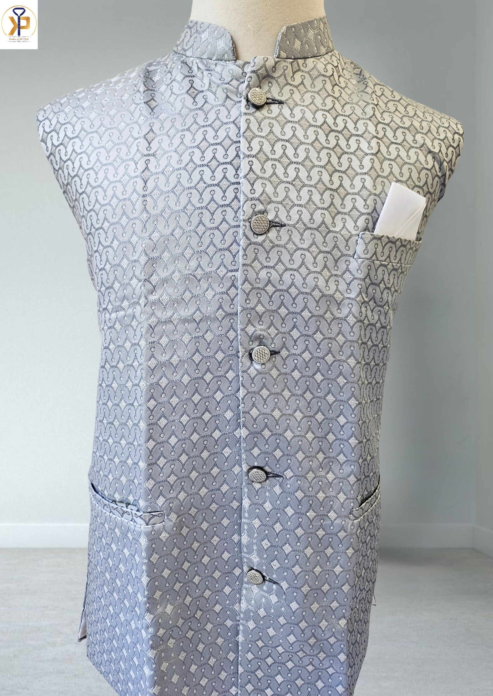 grey nehru jacket for men
