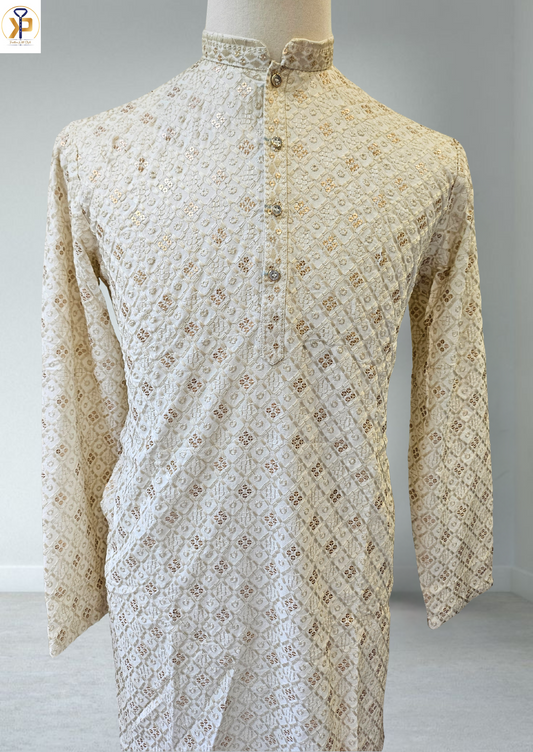 ivory kurta pyjama set for men