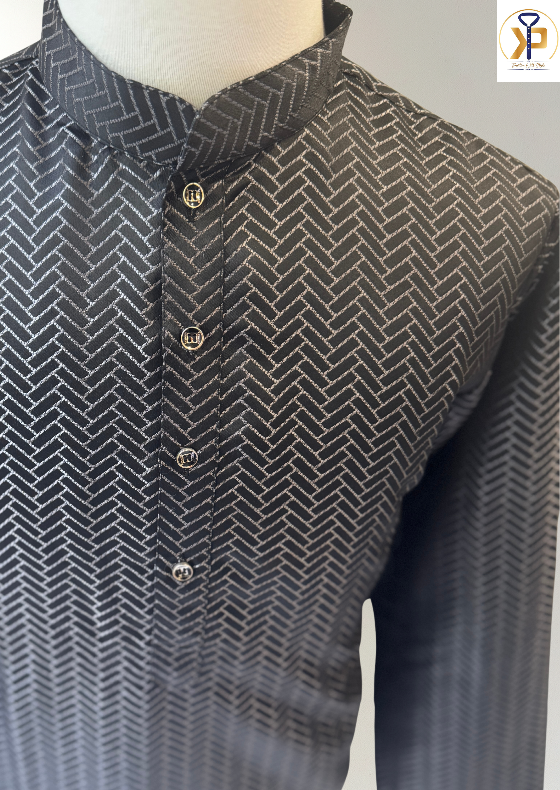 KPD5231 Plus Size Black Kurta Pyjama - Kurtapyjama.ca