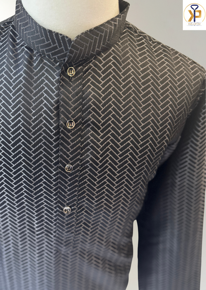 KPD5231 Plus Size Black Kurta Pyjama - Kurtapyjama.ca