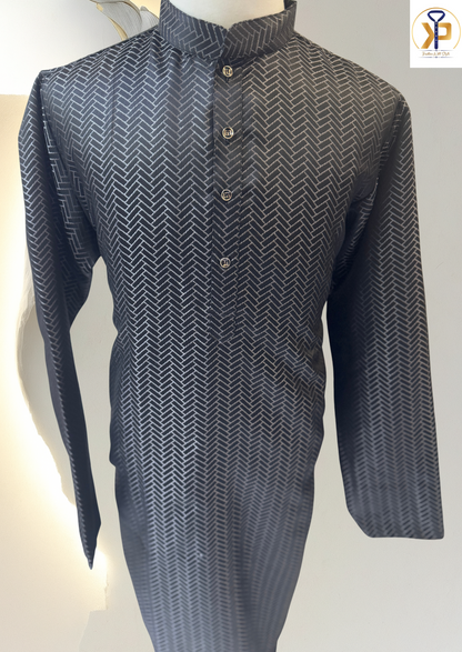 KPD5231 Plus Size Black Kurta Pyjama - Kurtapyjama.ca