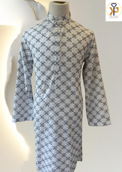 KPD5155 Plus Size White Thread Work Kurta Pyjama - Kurtapyjama.ca