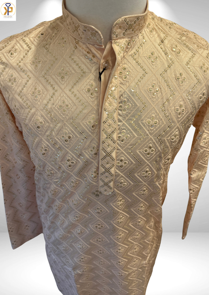 beige gold kurta pyjama set