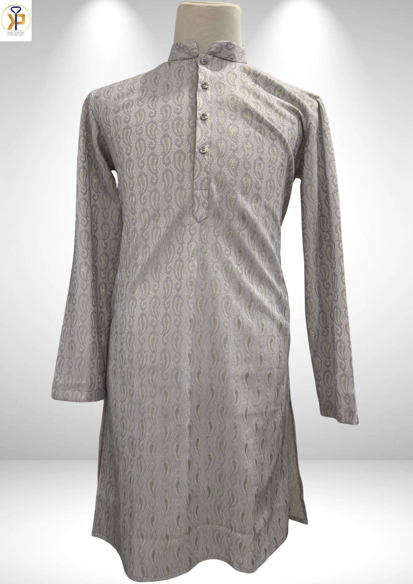 grey fizing kurta pyjama set