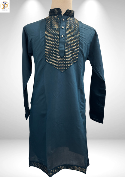 teal heavy work kurta pyjama set
