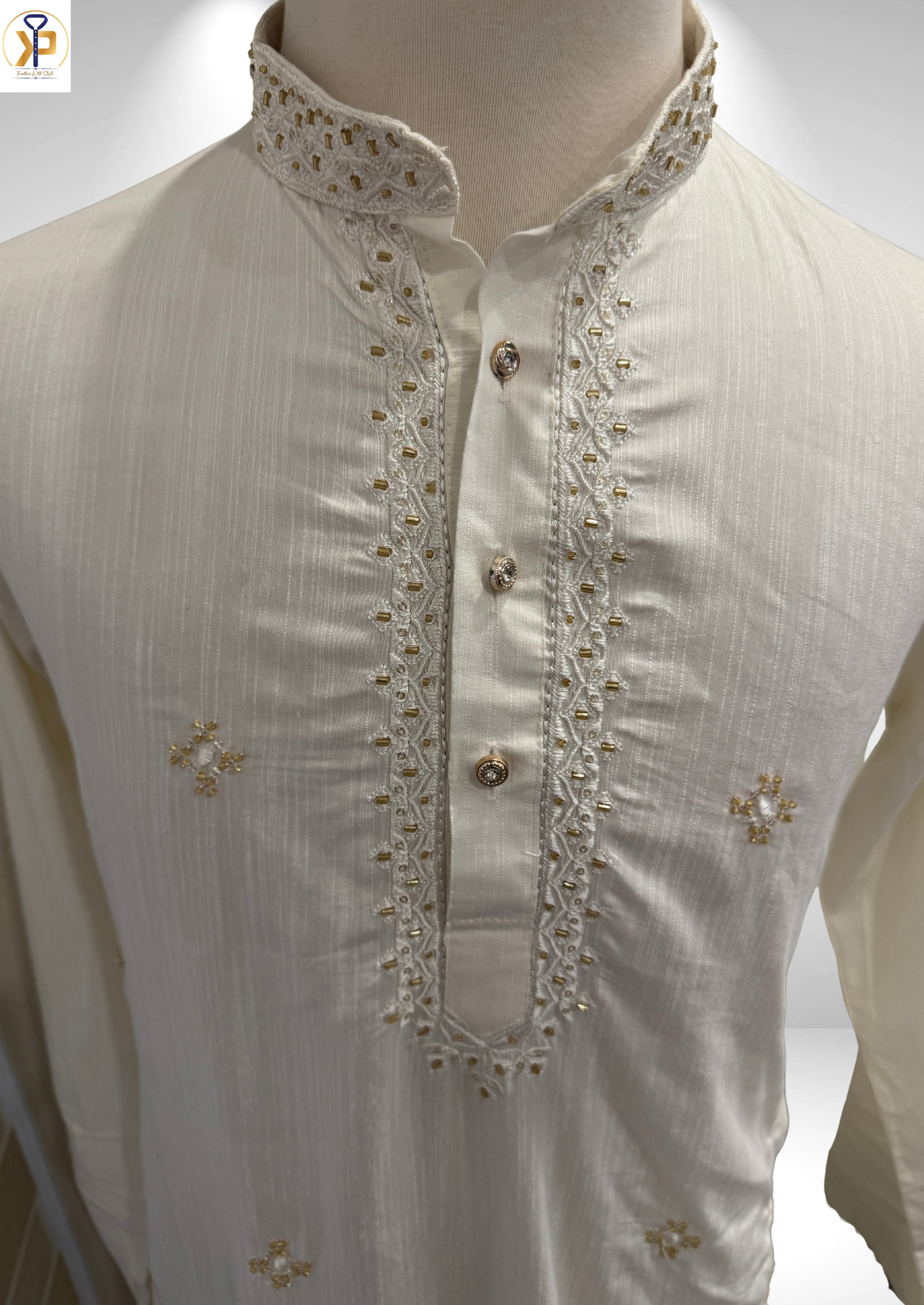 white kurta pyjama set for men