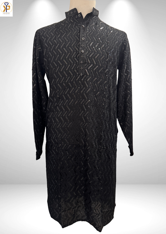 black sequence kurta pyjama 