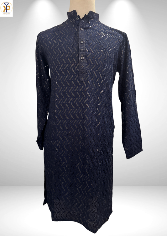 blue sequence kurta pyjama 