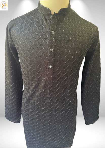 black metallic kurta pyjama set