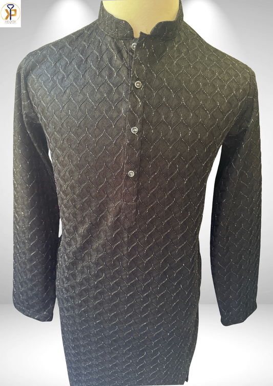 black metallic kurta pyjama set