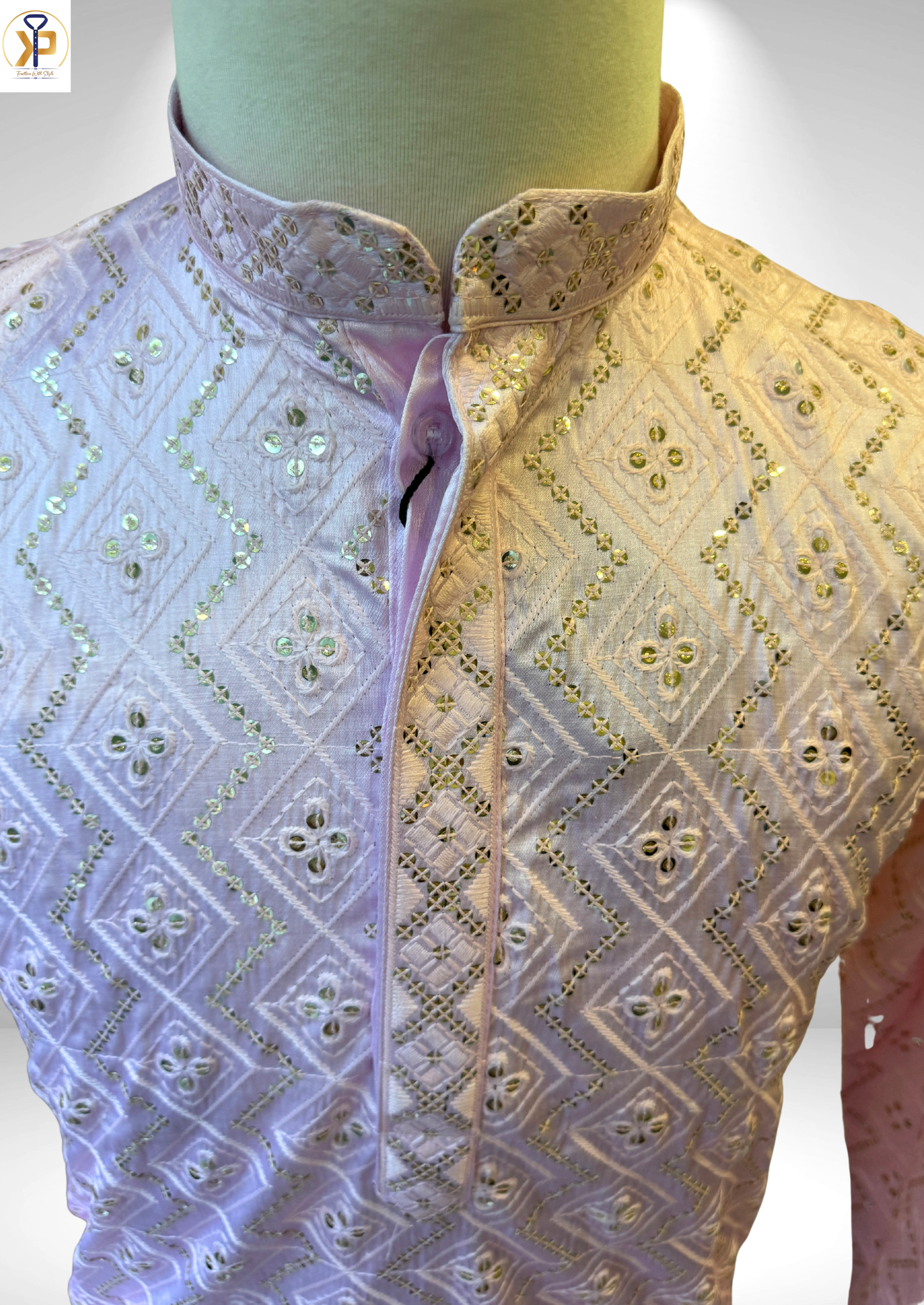 lavender sequence work kurta pyjama set