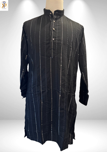 Black sequence work kurta pyjama set 