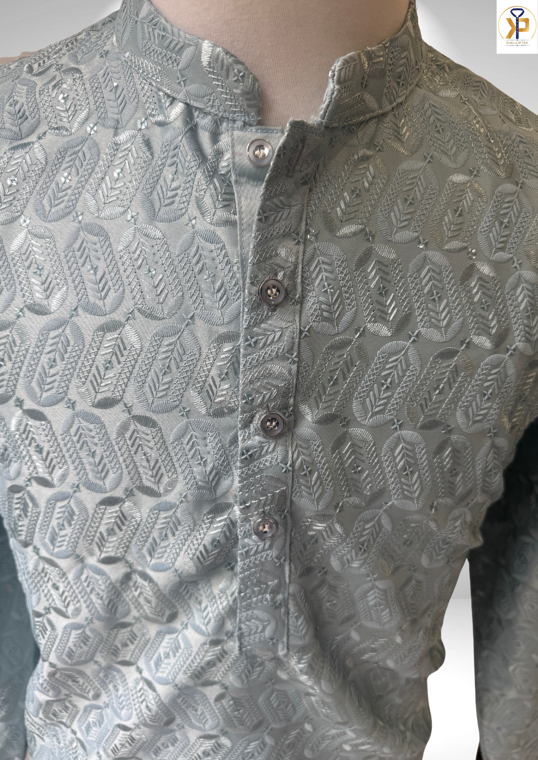 light icy blue kurta pyjama for men