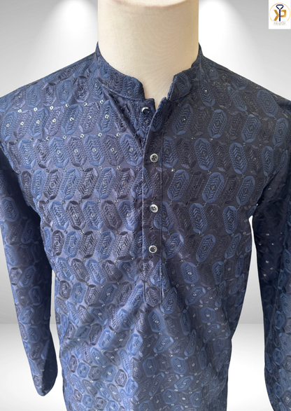 dark blue kurta pyjama