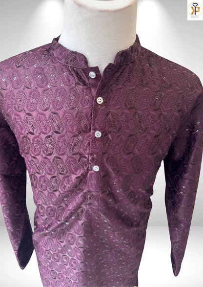 deep wine kurta pyjama