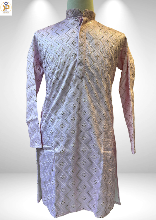 lavender sequence work kurta set