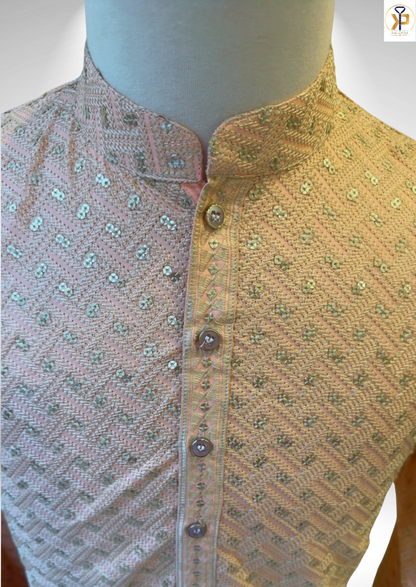 pink sequence work kurta pyjama