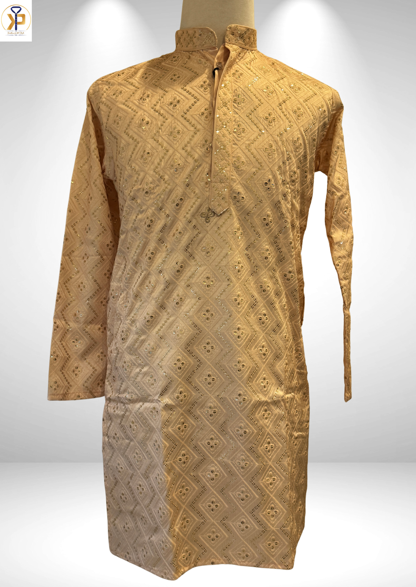 beige gold kurta pyjama set for men