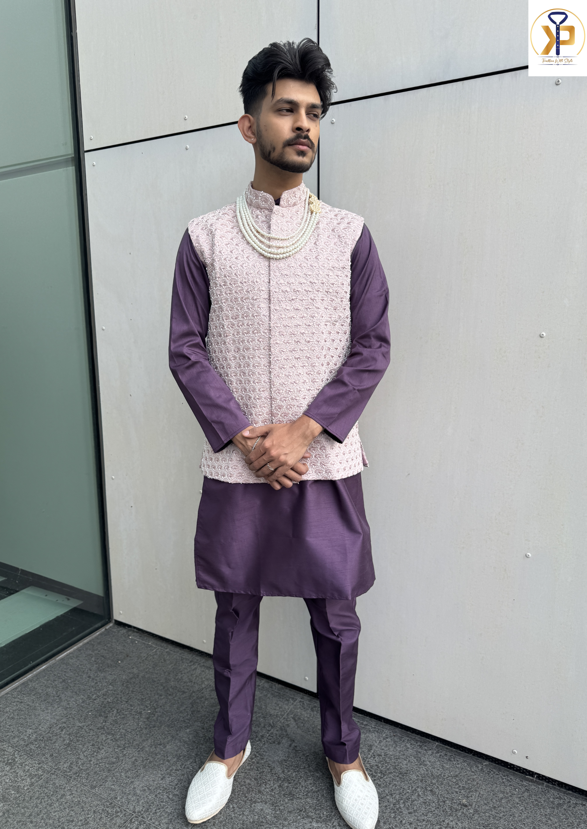 KPJ7057 Onion Pink Nehru Jacket - Kurtapyjama.ca