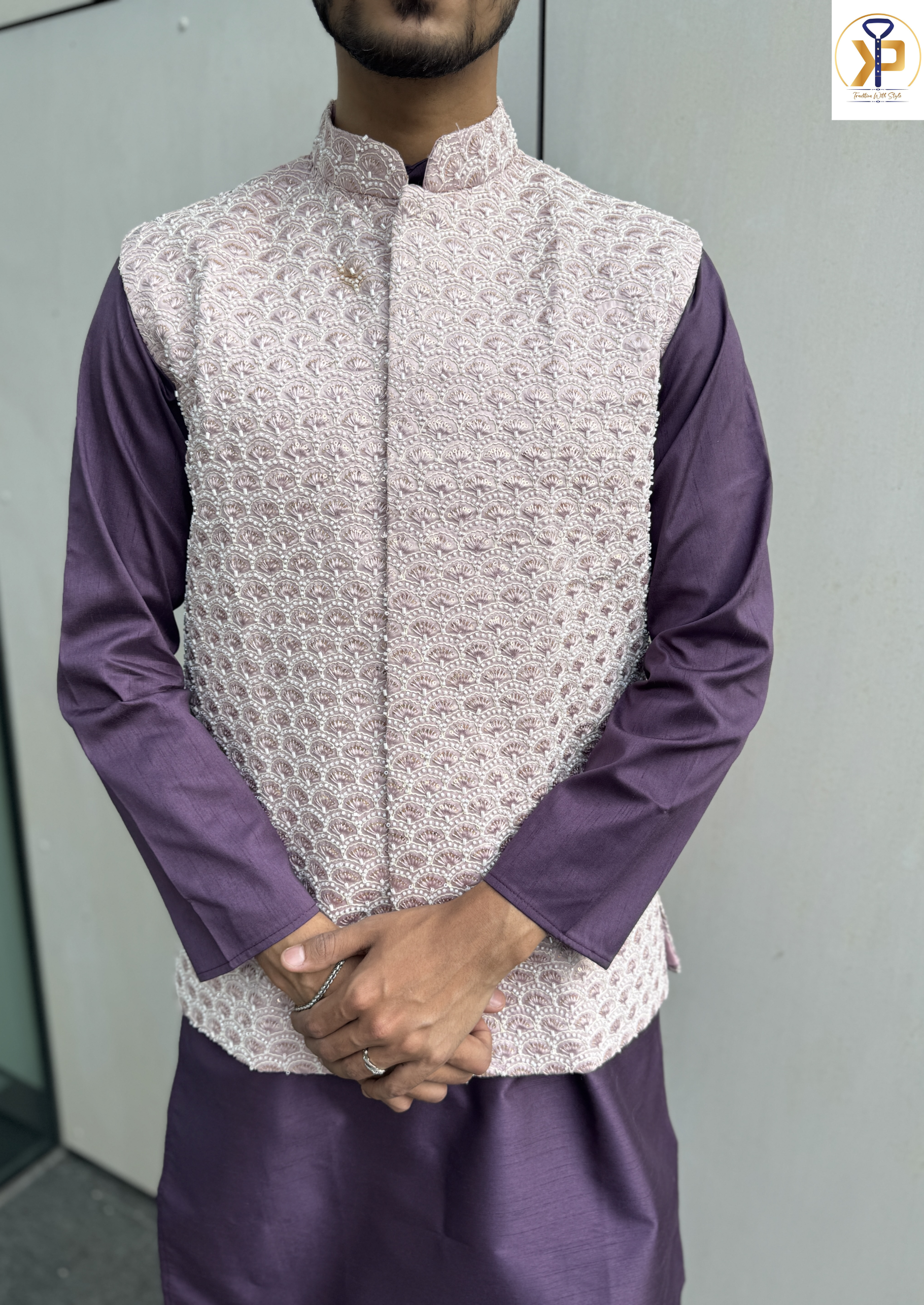 KPJ7057 Onion Pink Nehru Jacket - Kurtapyjama.ca
