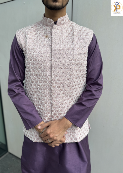 KPJ7057 Onion Pink Nehru Jacket - Kurtapyjama.ca
