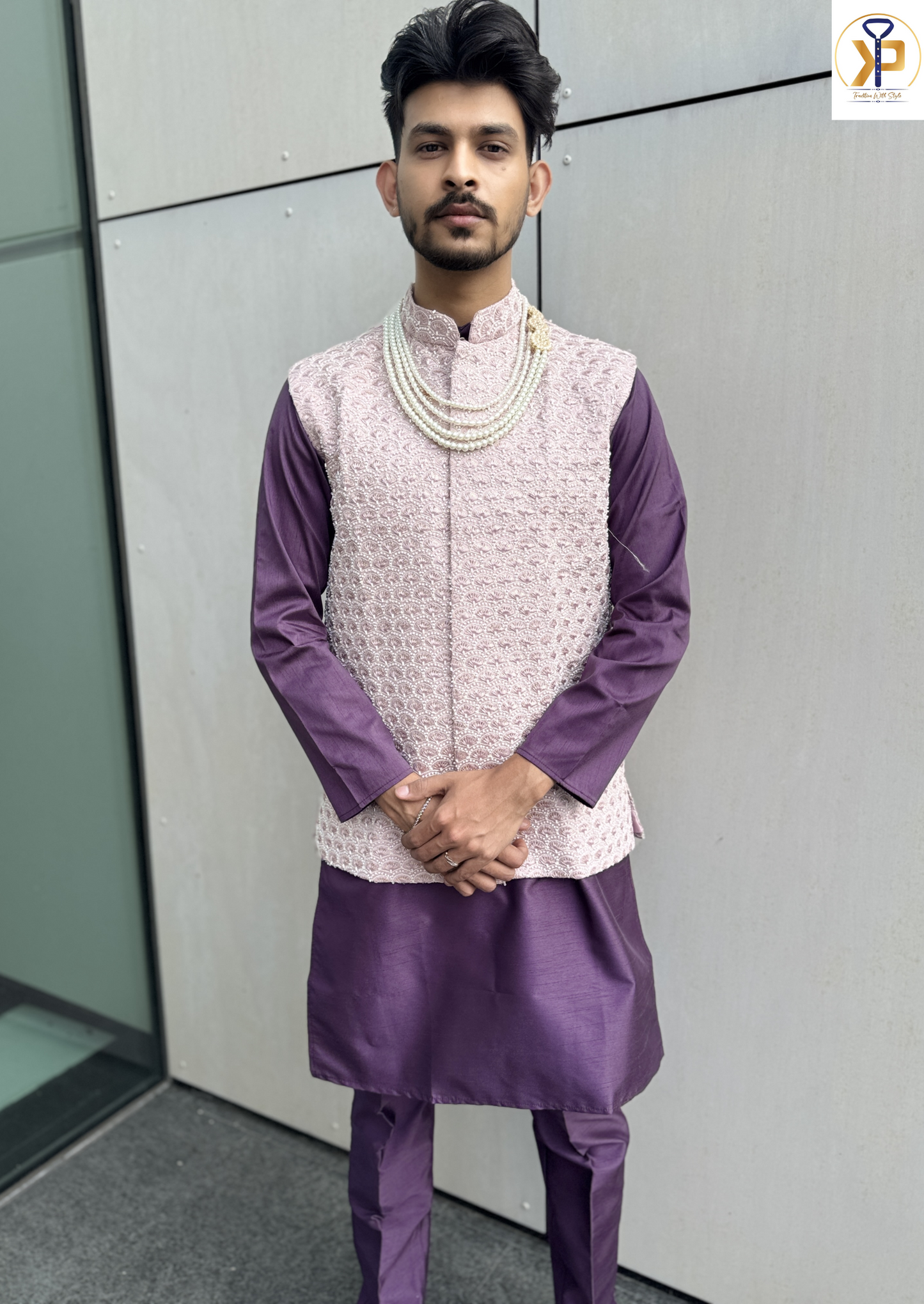 KPJ7057 Onion Pink Nehru Jacket - Kurtapyjama.ca