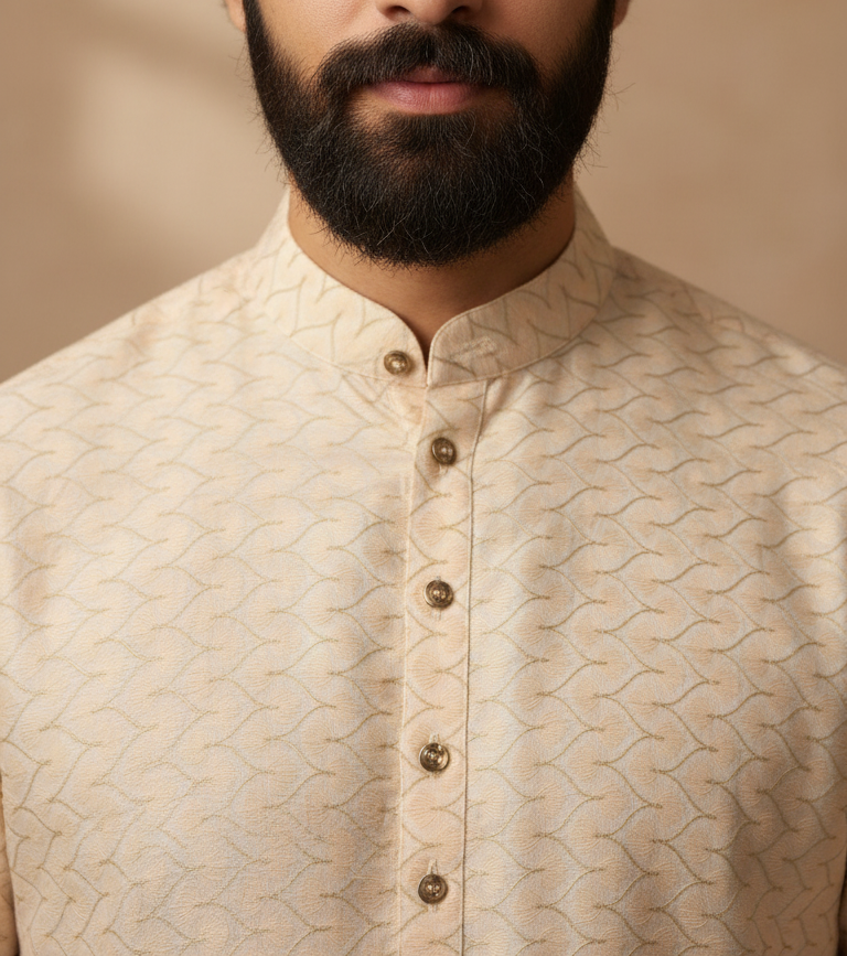 Plus Size Peach Designer Kurta