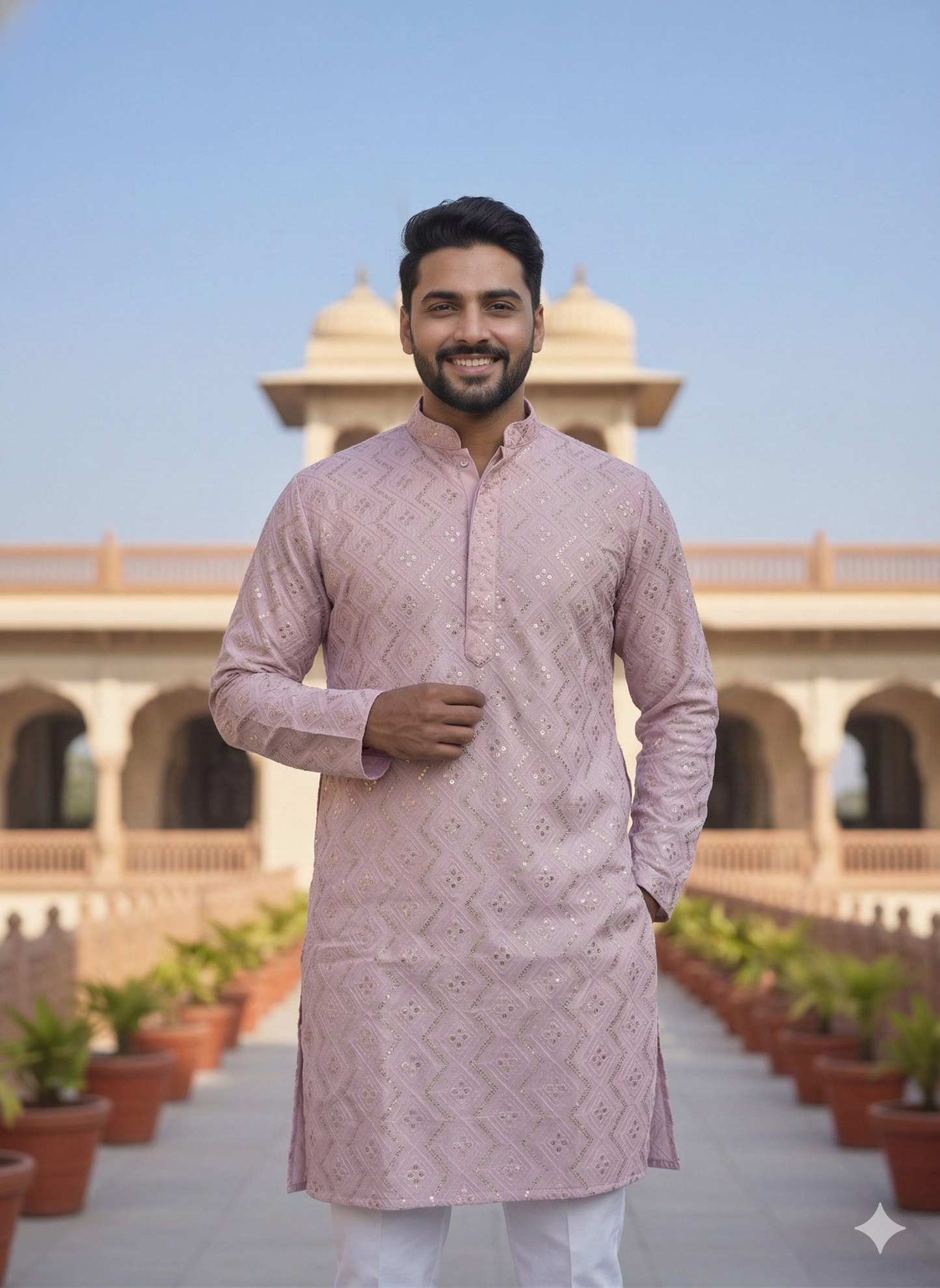 KPD6148 Pink Sequence Kurta Pyjama Set