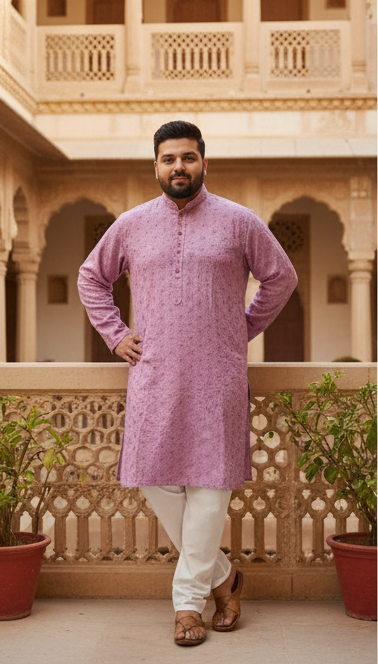 KPD4021 Plus Size Pink Kurta Pyjama Set
