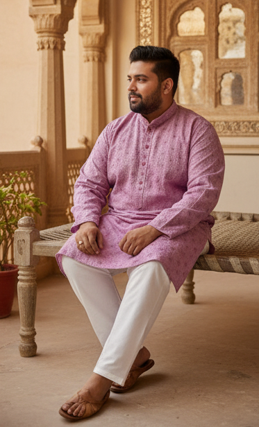 KPD4021 Plus Size Pink Kurta Pyjama Set