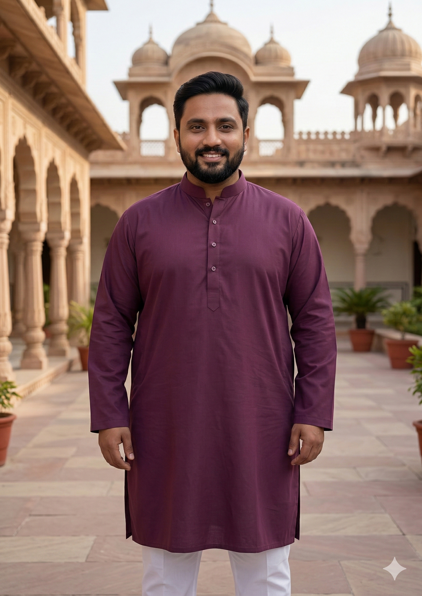 KPD4044 Plain Plum Plus Size Kurta Pyjama