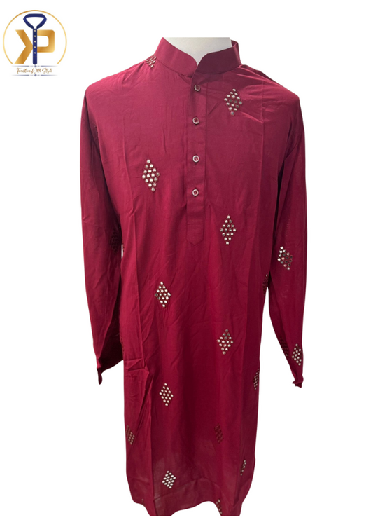 cherry red plus size kurta pyjama