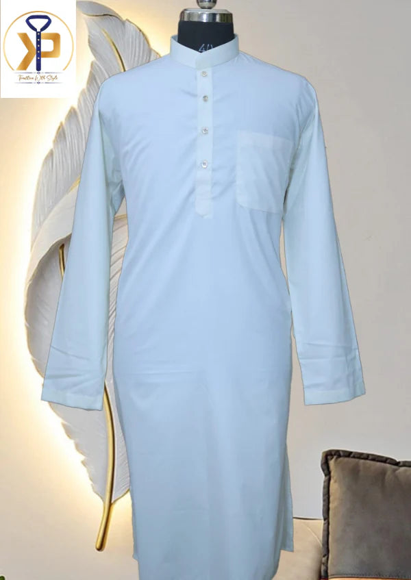 KPD2050 Plain Cream Designer Kurta Set For Men