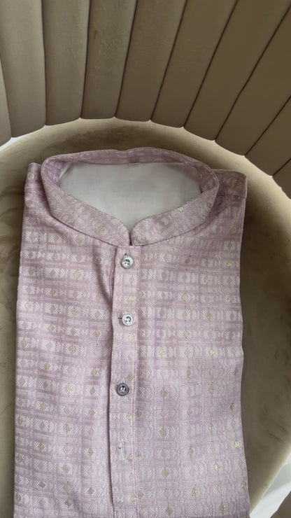 KPD6166 Dusty Lavender Jacquard Weave Kurta Pyjama Set with Metallic Shine