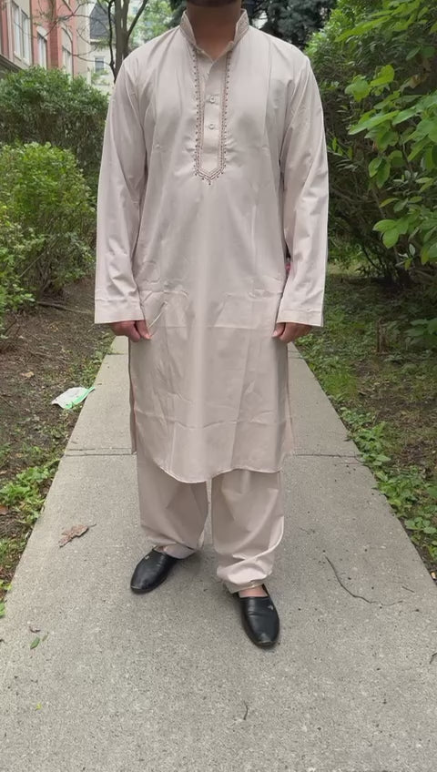 beige kurta pyjama