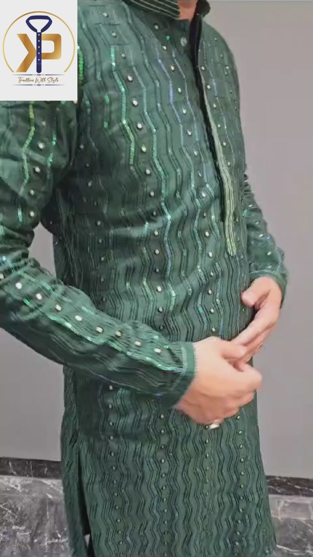 green designer kurta pyjama set