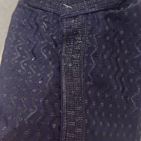 navy blue kurta pyjama for men