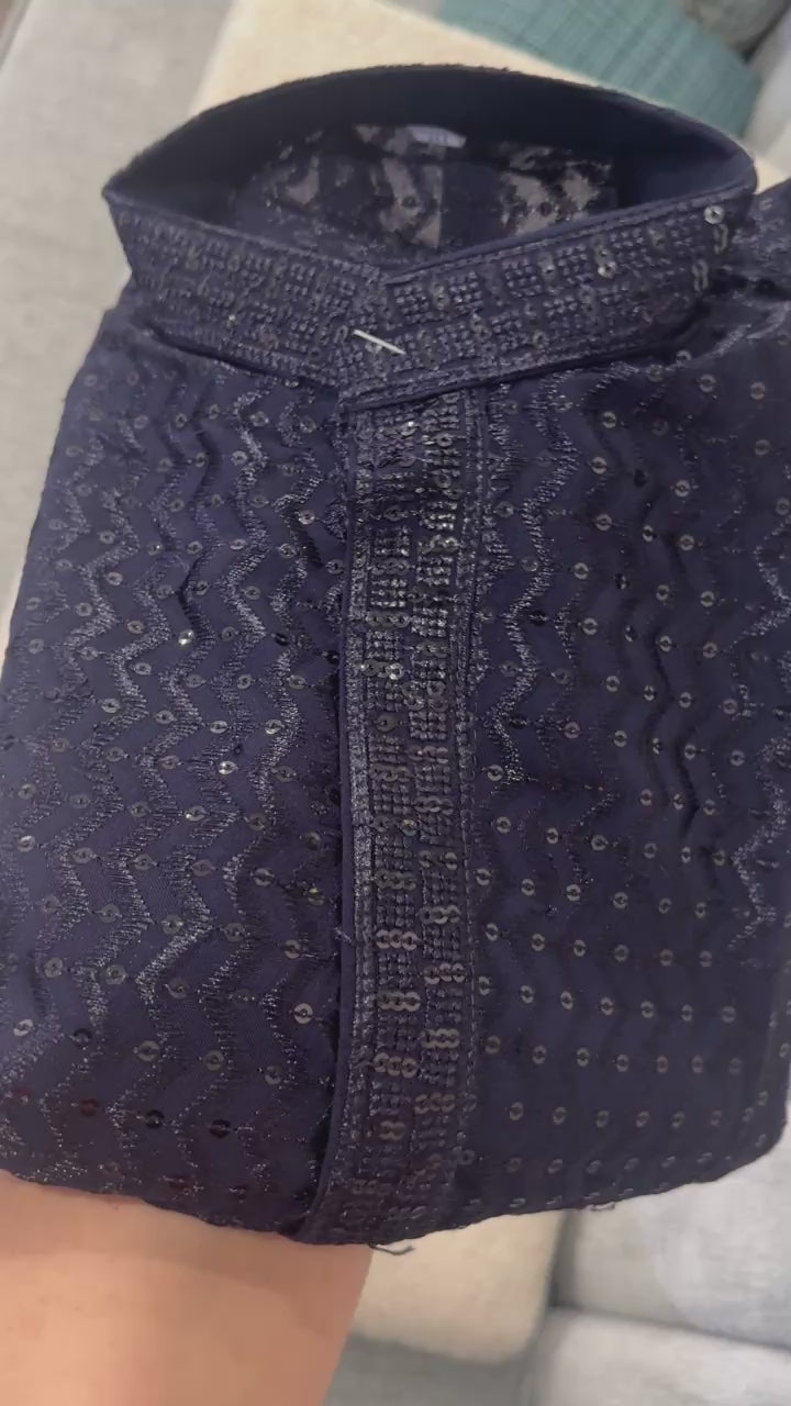 navy blue kurta pyjama for men