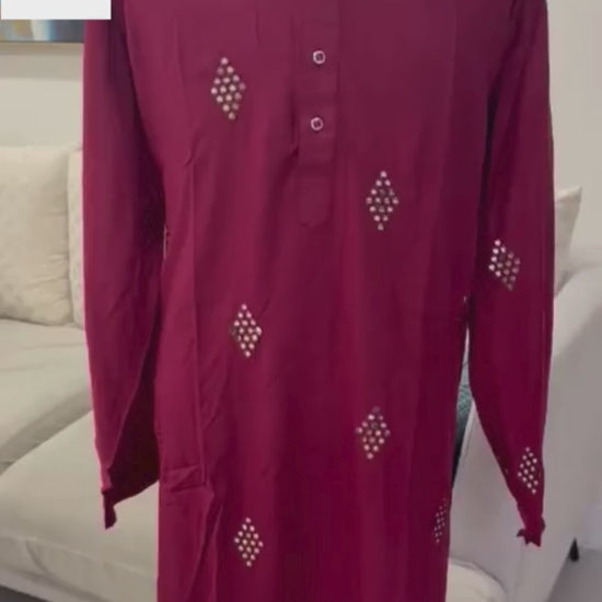 cherry red plus size kurta pyjama