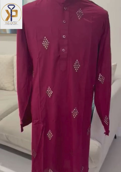 cherry red plus size kurta pyjama