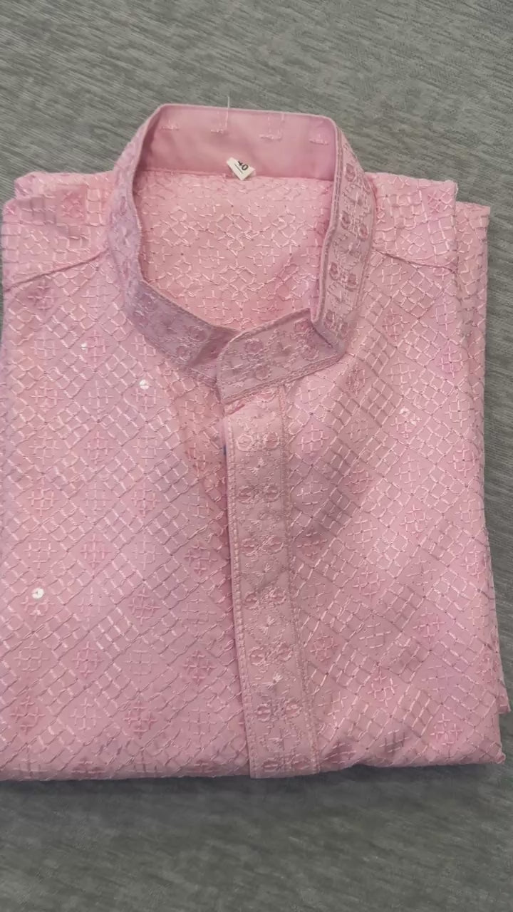 baby pink kurta set men