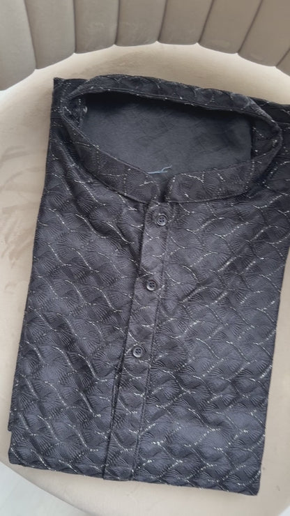 KPD6137 Black Metallic Kurta Pyjama