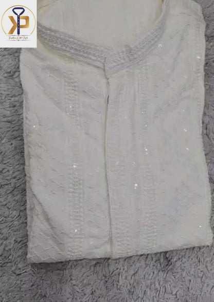 cream kurta pyjama